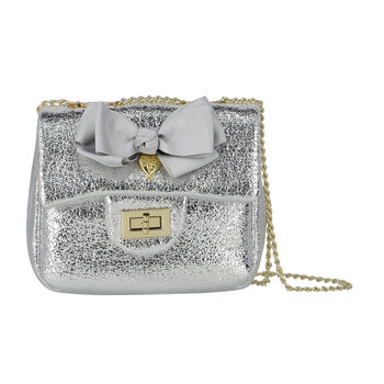 Girls Silver Bow Handbag